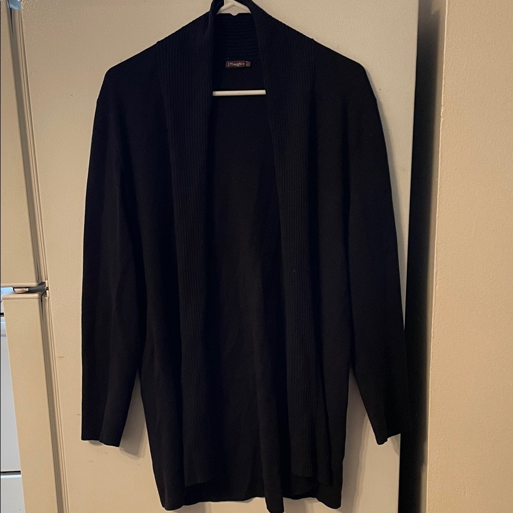 J. McLaughlin Large Ribbed Black Cardigan‎ Cotton Modal Blend Everyday Classic